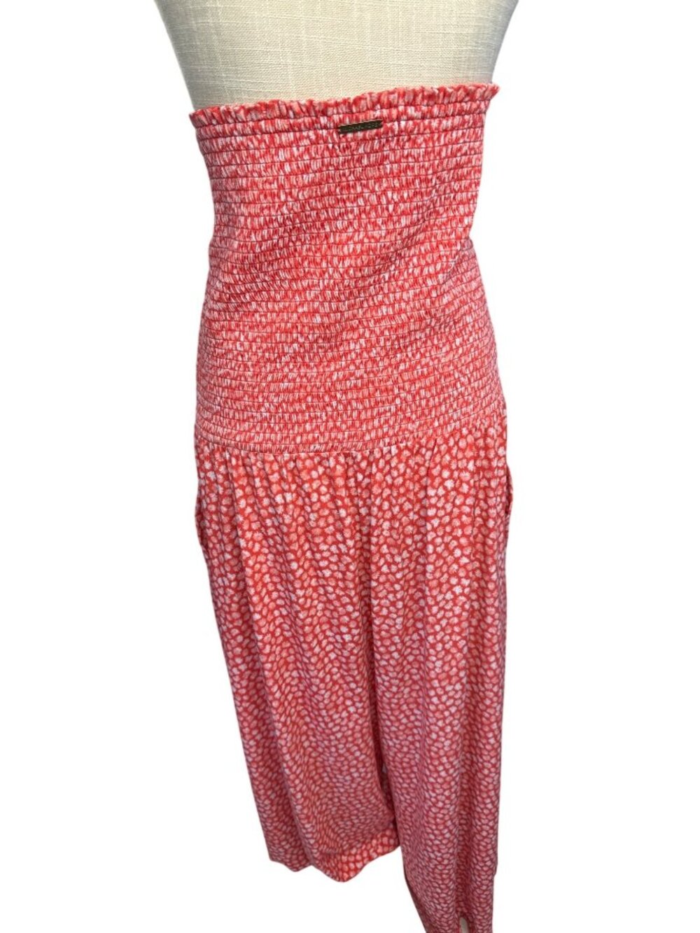 Michael Kors Strapless Smocked Coral & White Jumpsuit Summer Beachwear XL - Picture 5 of 9